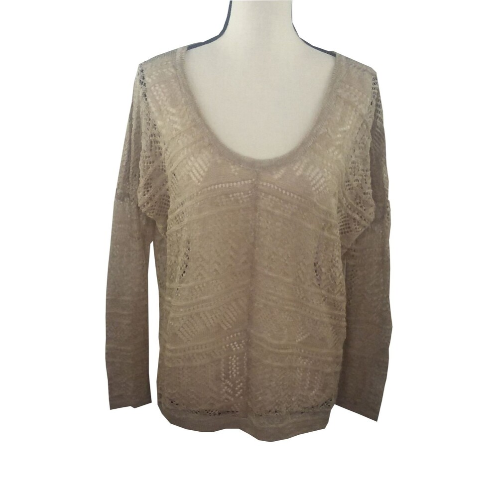 Free People Top Women's size S Sheer Natural Linen Polyester MSRP $118.00 NEW